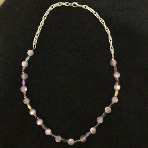 Pink pearl rainbow Necklace